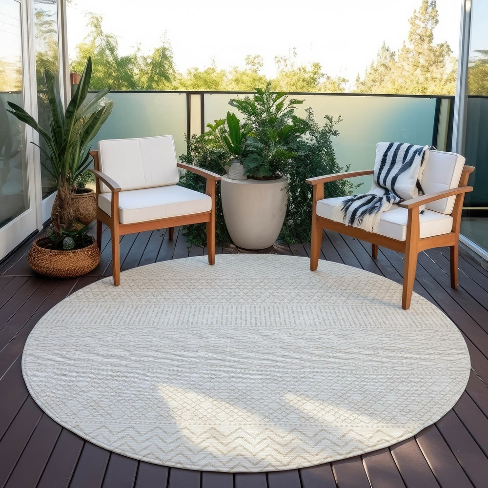 Machine Washable Indoor/ Outdoor Modern Stripes Chantille Rug