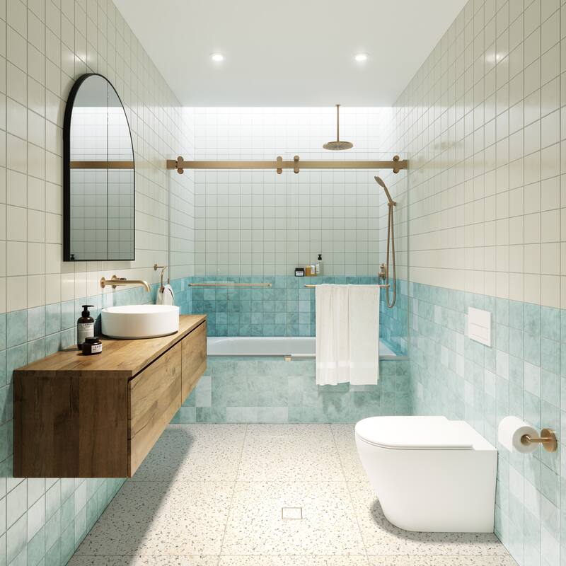 Polaris 60 in. x 60 in. Fully Frameless Glass Sliding Bypass Bathtub Doors with Square Hardware
