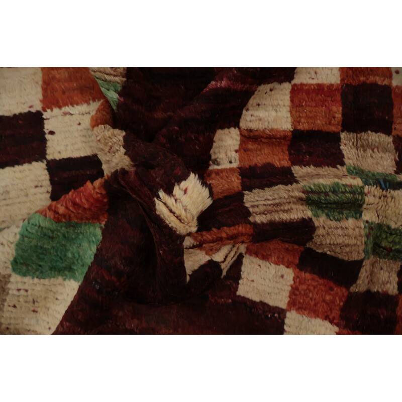 Hand Knotted Oriental 100% Wool Carpet Modern Geometric Red Moroccan Area Rug - 9' 11'' X 7' 0''