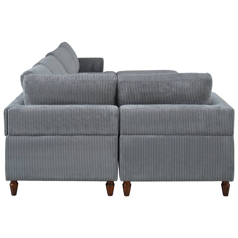 Modular L-Shaped Gray Polyester Sofa with Ottoman, 97x97x33 inches, 220 lbs, for Living Room or Office