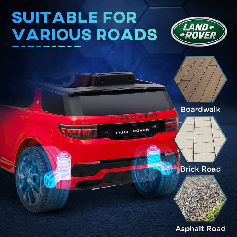 Qaba 12V Licensed Land Rover Discovery Sport Kids Electric Car, Remote Control, Soft Start, 3 Speeds, LED Lights & Music