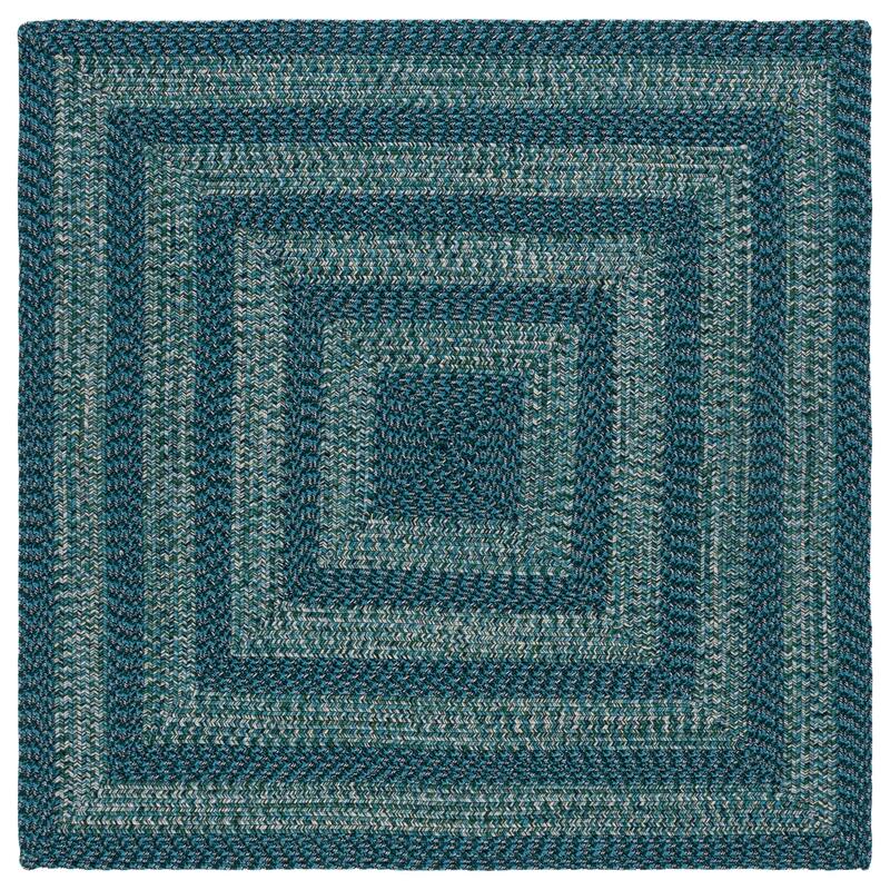 SAFAVIEH Handmade Braided Fatimah Washable Indoor/Outdoor Rug - Weather Resistant & Easy Cleaning - 5' Square - Blue/Green
