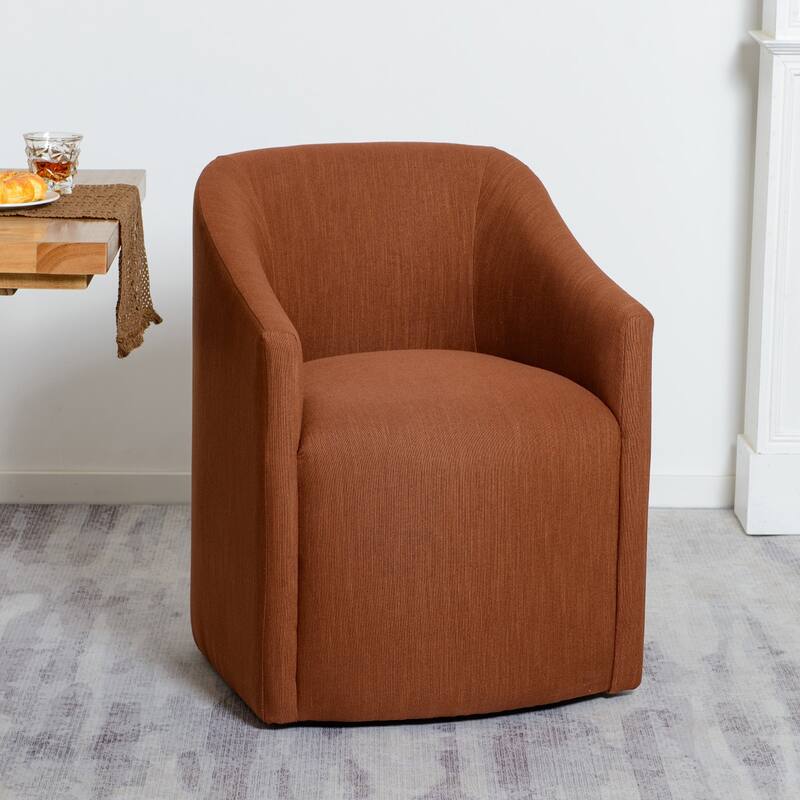 KINWELL 25" Performance Fabric Upholstered Rolling Dining Armchair