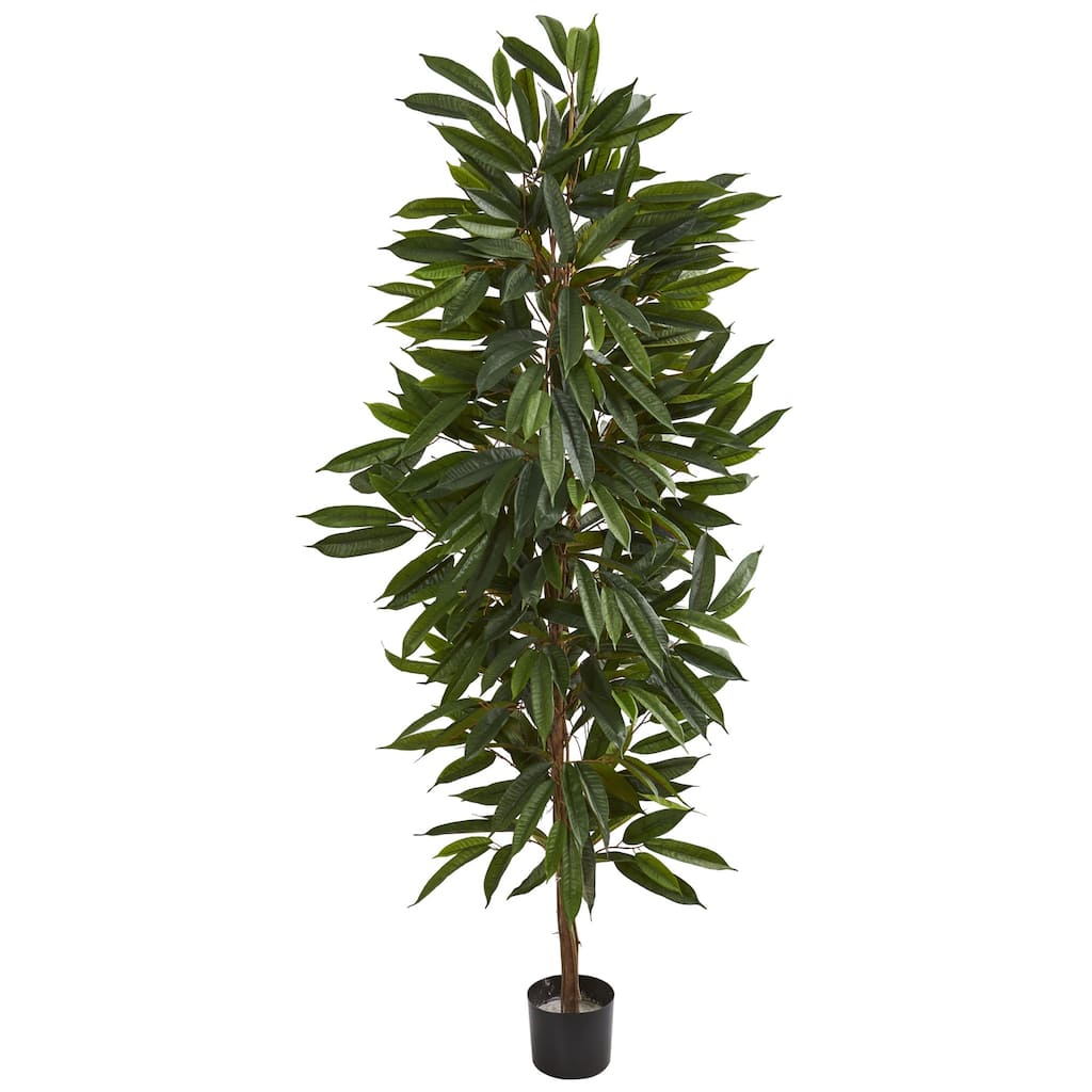 Artificial Mango Tree 6.5Ft Indoor Tropical Plant Home Decor - Green - 41-50 Inches