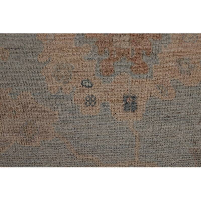 Vegetable Dye Grey Oushak Turkish Rug Hand-Knotted Bedroom Wool Carpet - 9'0"x 12'0"