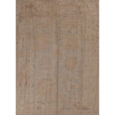Hand Knotted Oriental 100% Wool Carpet Transitional Floral Beige & Ivories Oushak Area Rug - 9' 11'' X 8' 0''