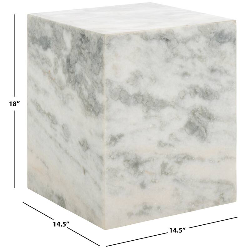 SAFAVIEH Couture Katharina Marble Plinth Accent Table - 15"W x 15"D x 18"H