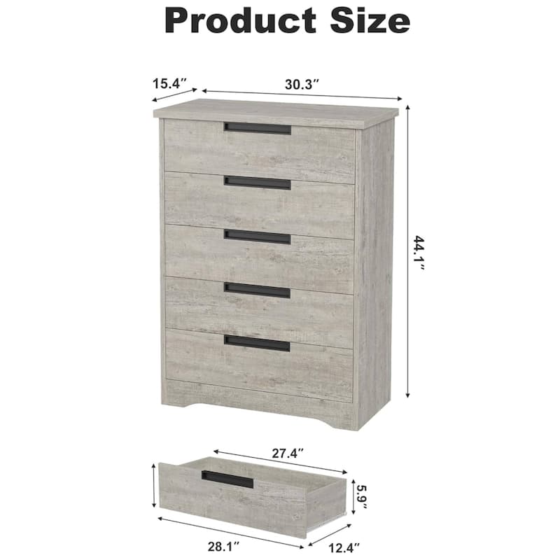 Natural 5 Drawer Dresser for Bedroom, Living Room, Nursery