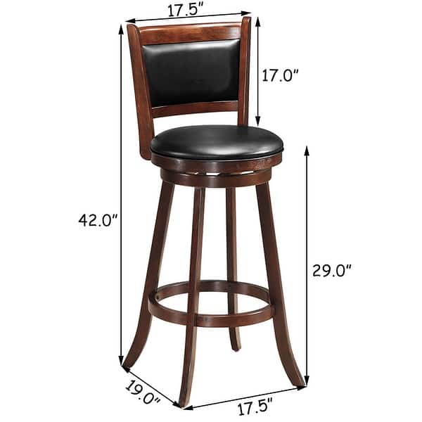 Costway Set of 2 29'' Swivel Bar Height Stool Wood Dining Chair