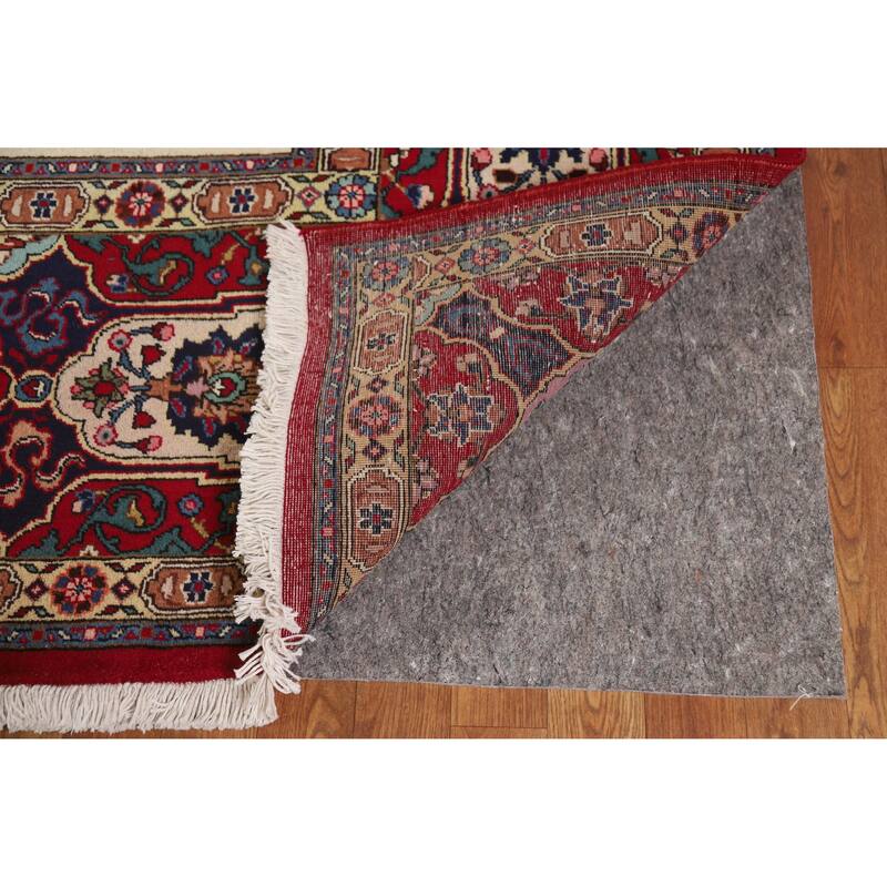Hand Knotted Oriental 100% Wool Carpet Traditional Floral Red Tabriz Area Rug - 16' 10'' X 10' 0''