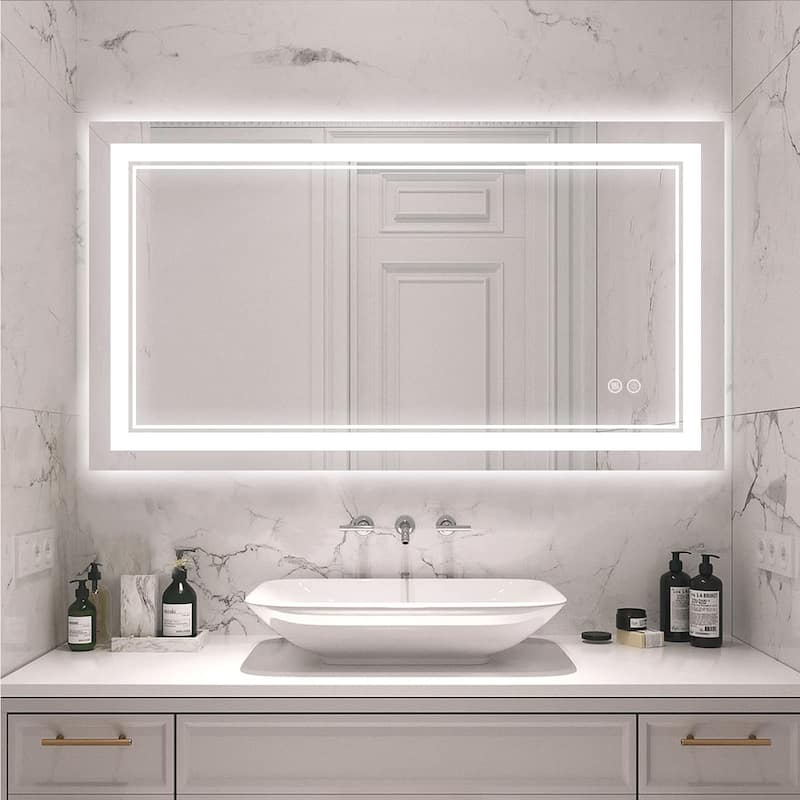 Full Size Front & Back LED Lighted Anti-fog Tempered Glass Wall Bathroom Vanity Mirror - 40" x 24"