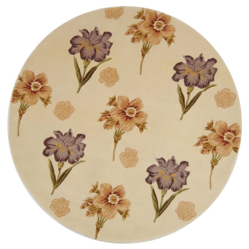 SAFAVIEH Handmade Mandarin Milada French Country Floral Wool Rug - 6' Round - Ivory