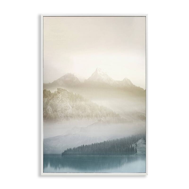 Stupell Vanilla Mountain Peaks View Framed Giclee Art Design By Gemma Bardot - 12 x 18 - White