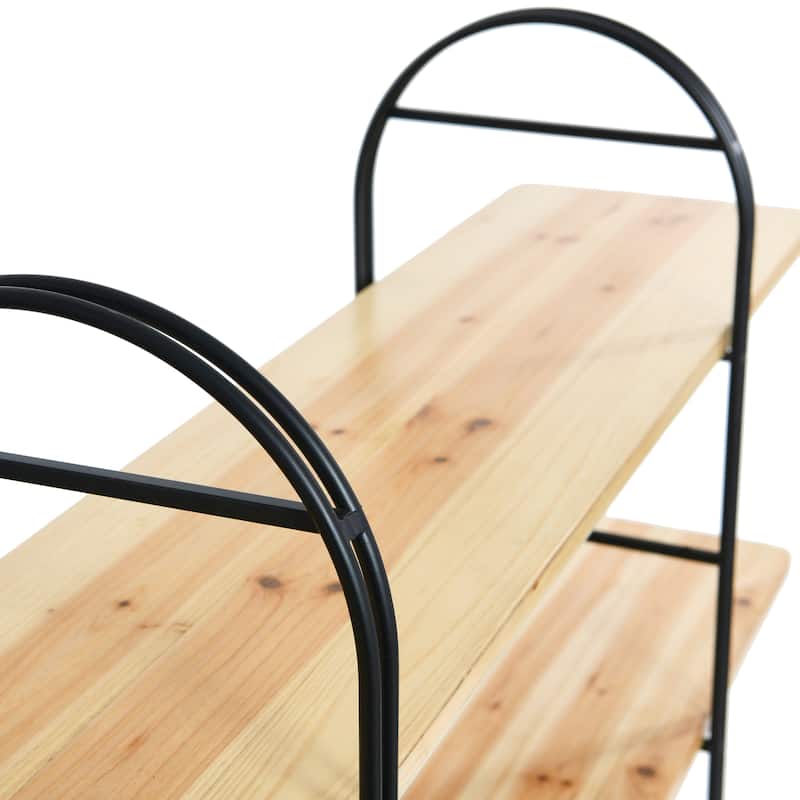 Wood and Metal Adjustable Shelving Unit - N/A