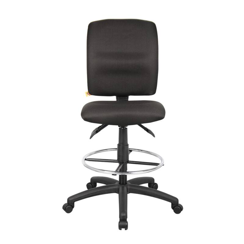 Jea Drafting Stool, Seat Tilt Lock, Chrome Footring, Black Crepe