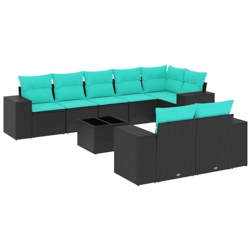 vidaXL 8/9 Piece Patio Sofa Set with Cushions Black/Brown/Gray Poly Rattan - 24.4 x 24.4 x 27.2