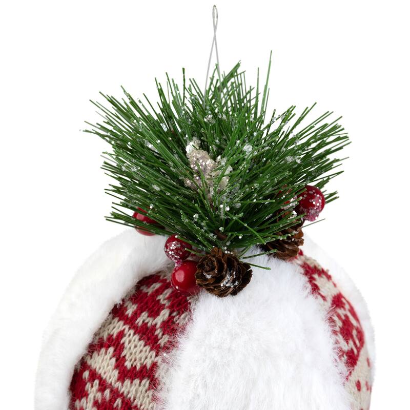 Faux Fur and Nordic Print Christmas Ball Ornament - 8"