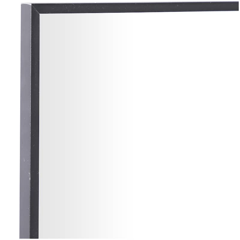 Wooden Grid Style Panel Wall Mirror - Black - Roche River Decor