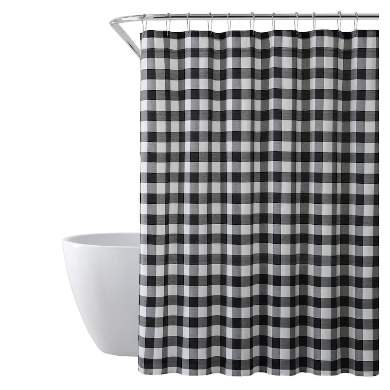 Shower Curtain With Buffalo Plaid Design