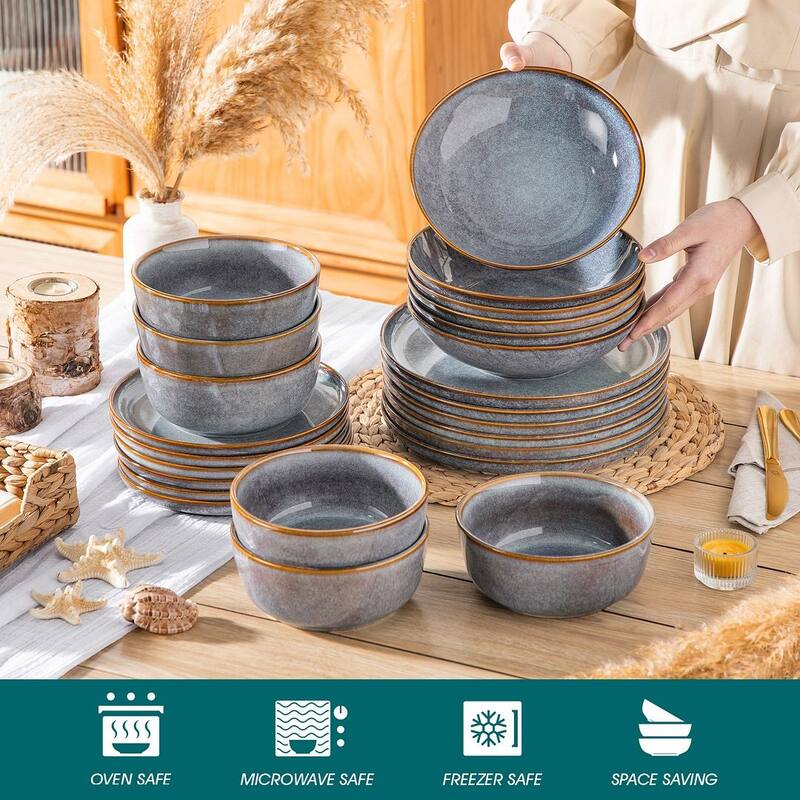 Vancasso PLAYA 18/24-Piece Stoneware Dinnerware Set Service for 6
