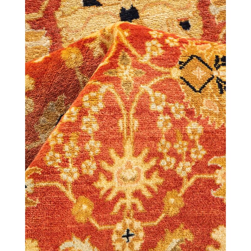 Overton Handknotted Wool Traditional Oriental Orange Area Rug - 5' x 8'