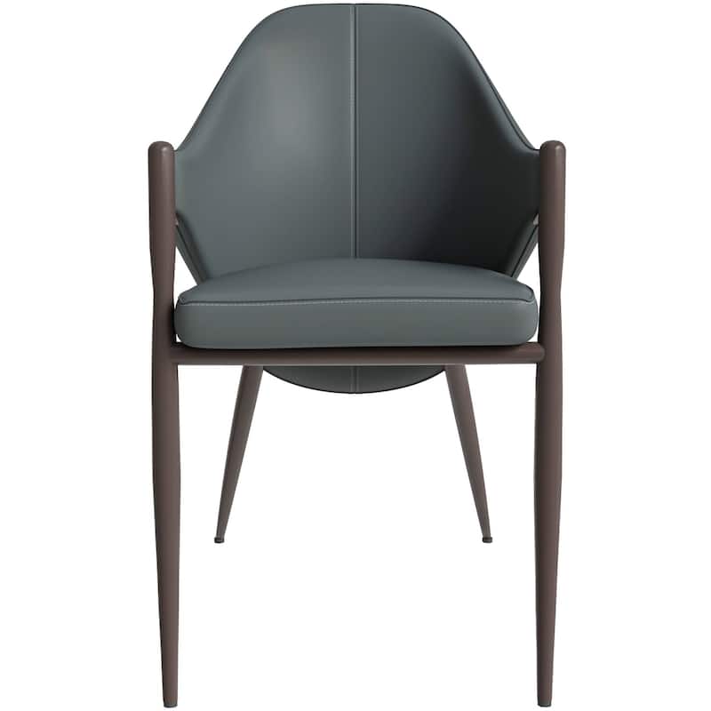 Sante Upholstered Leather Dining Chair with Powder Coated Steel Legs by LeisureMod