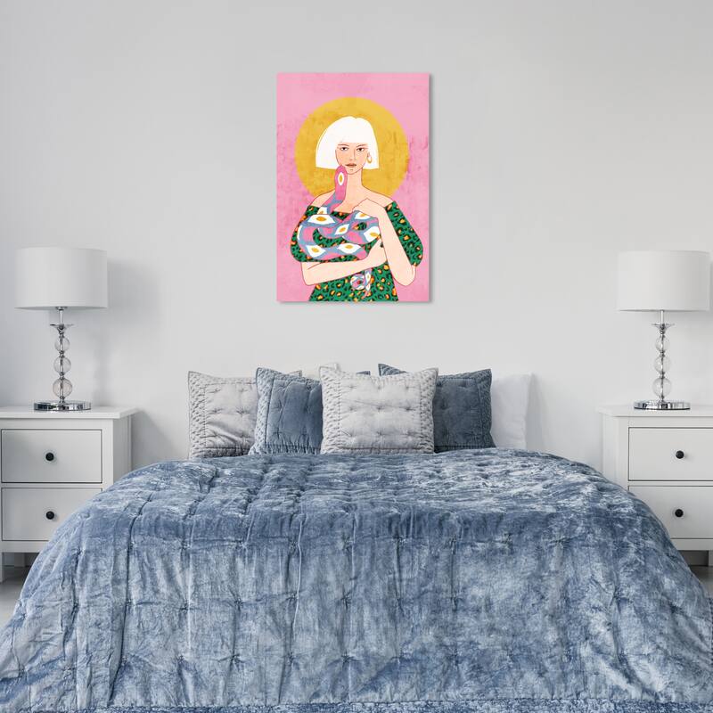 Wynwood Studio Canvas Animals Sunrise Viper Pink and Mustard Modern & Contemporary Wall Art Canvas Print - 36 x 24