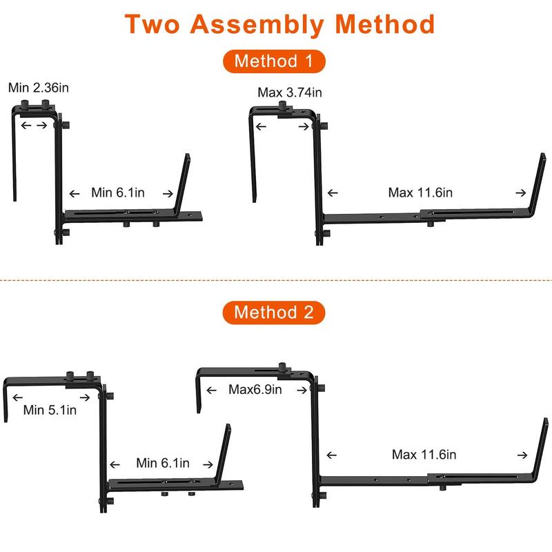 Expandable Planter Box Holder Brackets with Screws and Tools for Deck Porch Balcony - 20.08” x 8.27” x 0.79”