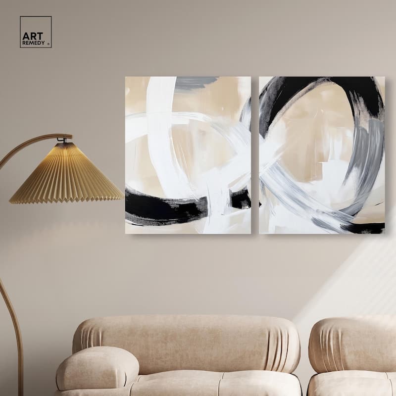 Neutral Interplay I Canvas Set of 2 by Art Remedy, Gallery Wrapped