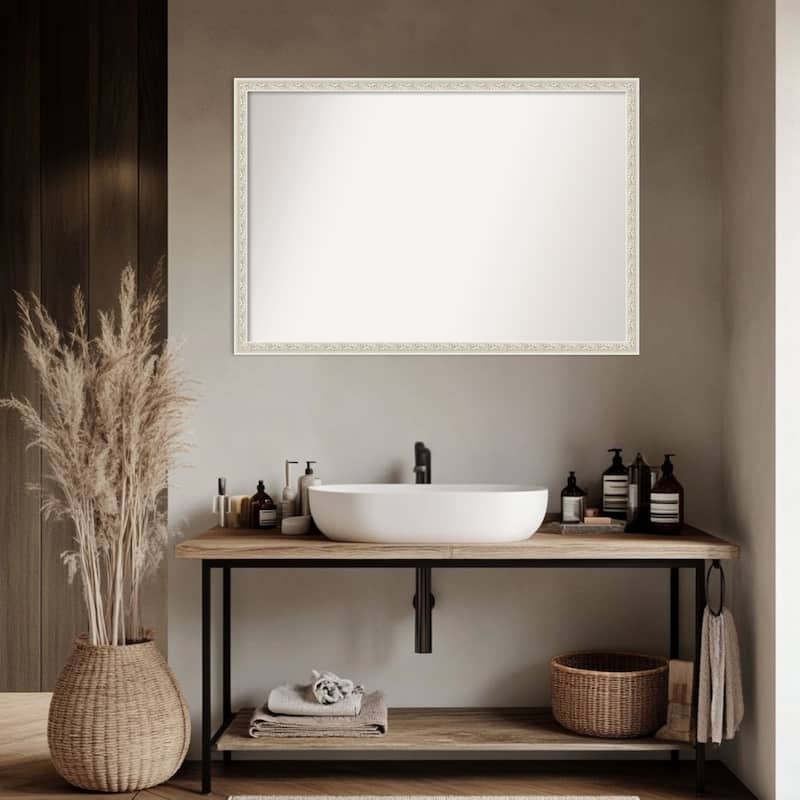 Bethany Non-Beveled Wood Framed Bathroom Vanity Wall Mirror