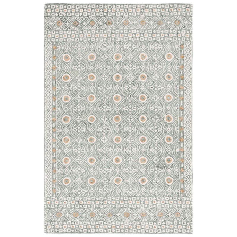 SAFAVIEH Handmade Micro-Loop Reglind Wool Rug - 4' x 6' - Green/Ivory
