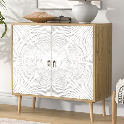 Anmytek 2 Door Wood Buffet Sideboard Vintage Accent Cabinet with Adjustable Shelf for Living Room - 31.5" W x 13.8" D x 31.5" H