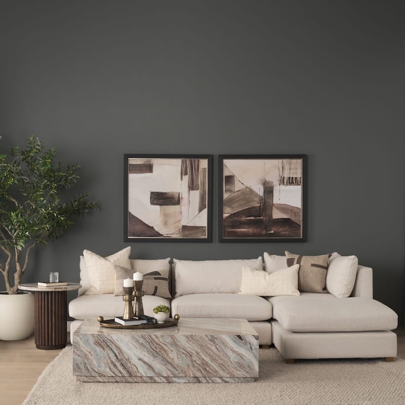 Marbrello Pink Marble Top Espresso Brown Fluted Wood Round Side Table