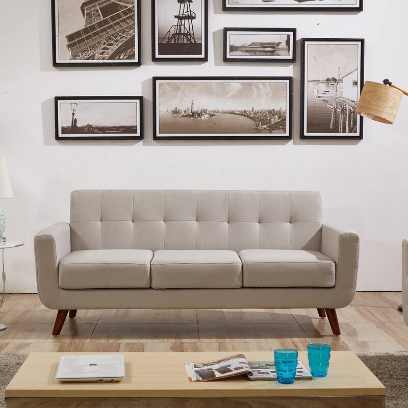 U.S. Pride Furniture Grace Rainbeau Linen Upholstered Tufted Mid-century Sofa