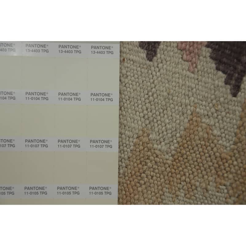 Hand Woven Oriental 100% Wool Carpet Southwestern Tribal Beige & Ivories Kilim Runner Rug - 12' 10'' X 2' 7''