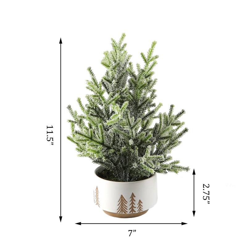 11.5" Frosted Xmas tree in 4" Reversed Bowl Pot