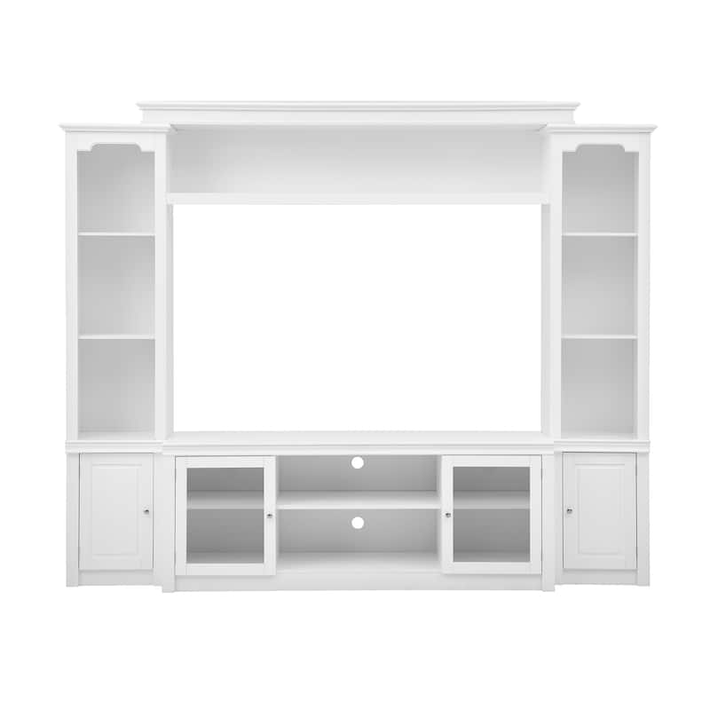 Living Room Entertainment Center Wall Unit Media Console for TVs Up to 65", Integrated TV Stand Bookshelf and Display Cabinet