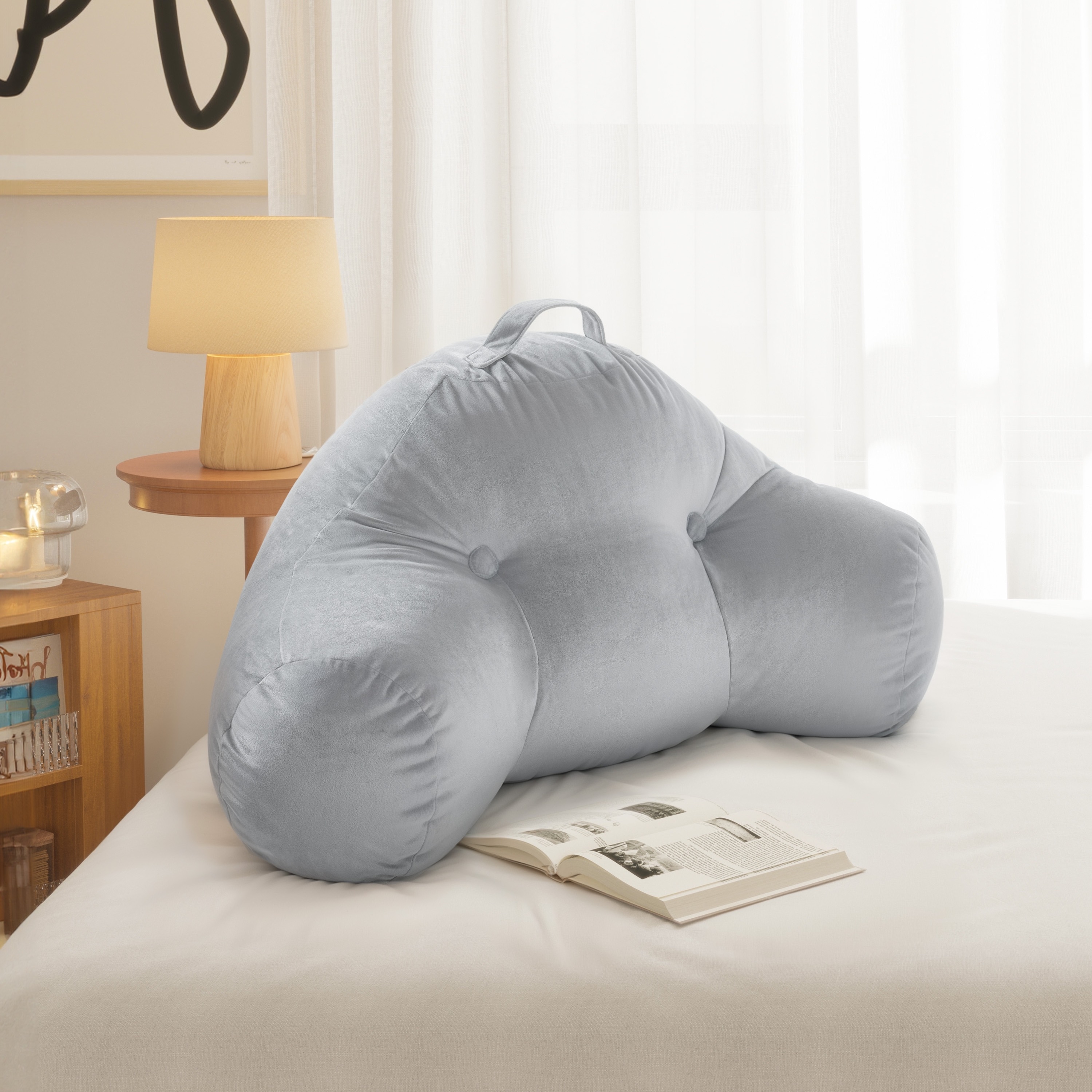 WOWMAX Bed Backrest Reading Pillow with Arms
