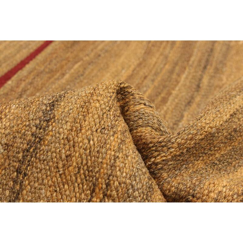 ECARPETGALLERY Flat-Weave Natural Light Brown Wool Tapestry Kilim - 6'2 x 6'10