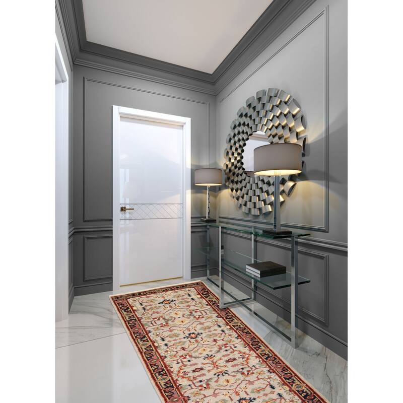 ECARPETGALLERY Hand-knotted Serapi Heritage Light Grey Wool Rug - 2'8 x 8'1