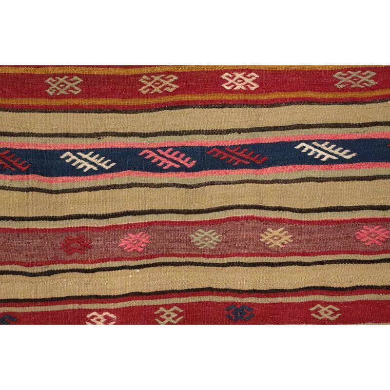 Hand Woven Oriental 100% Wool Carpet Southwestern Tribal Multi-Colored Kilim Area Rug - 7' 11'' X 5' 7''
