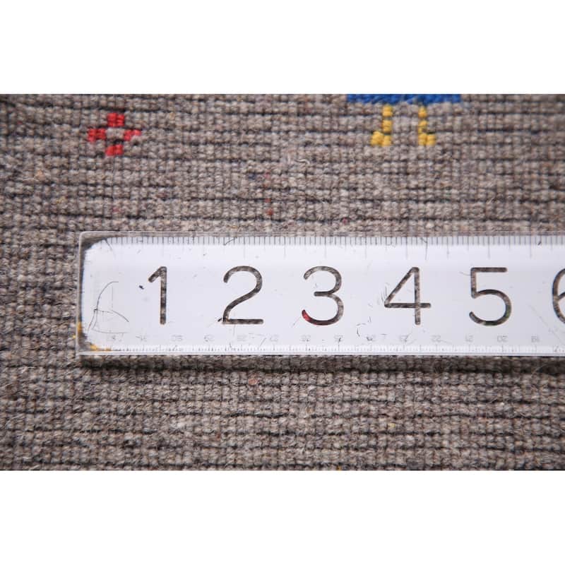 Silver Gray Gabbeh Oriental Area Rug Handmade Wool Carpet - 7'10" x 9'11"