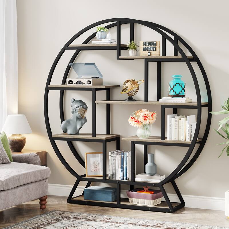 Rustic Open Shelving Organizer Rack for Home Office and Living Room