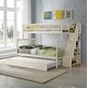 preview thumbnail 1 of 9, Traditional Modern Style Twin over Full Wooden Bunk Bed with Trundle,Versatile Rubberwood Bed with Storage Staircase Cream