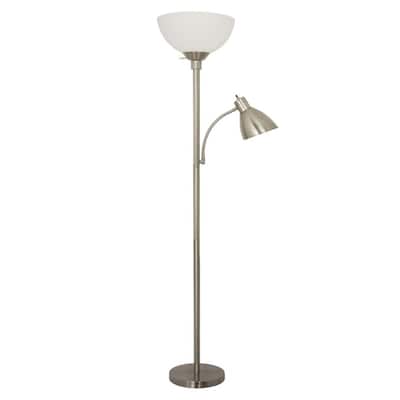 Brushed Nickel Floor Lamp With Side Reading Light