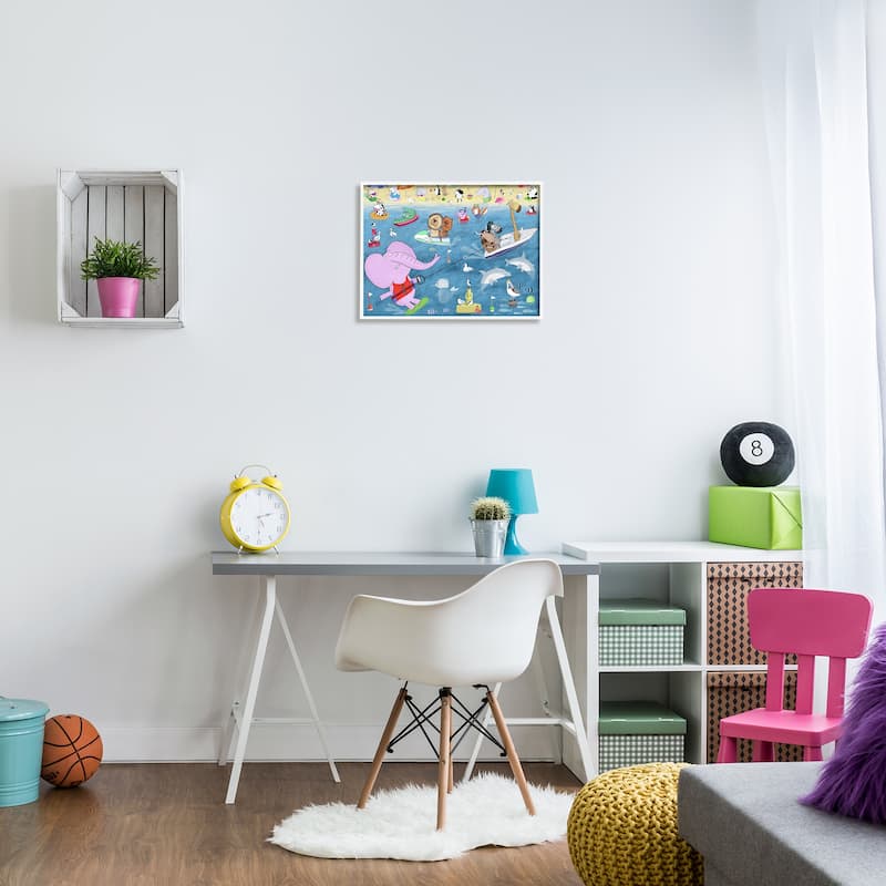 Stupell Beach Sports Animals Framed Giclee Art Design by Carla Daly