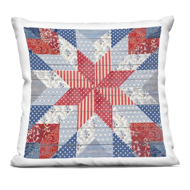 Stupell Patriotic Quilt Pattern Decorative Printed Throw Pillow Design by Susan Arnot - Accent - Polyester - Red - Single