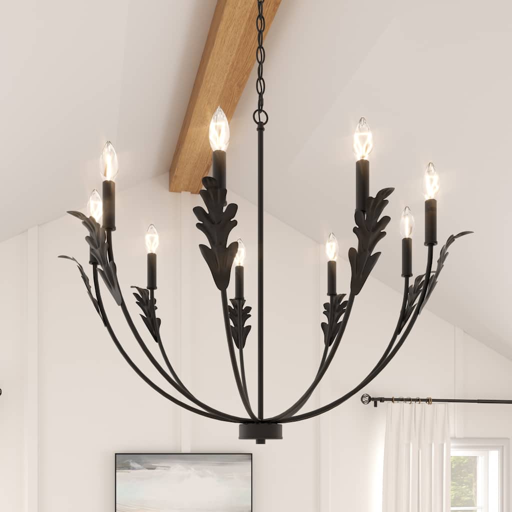 Acroma Black Vintage Leaf Pattern Pendant Light Ideal for Living Room Lighting