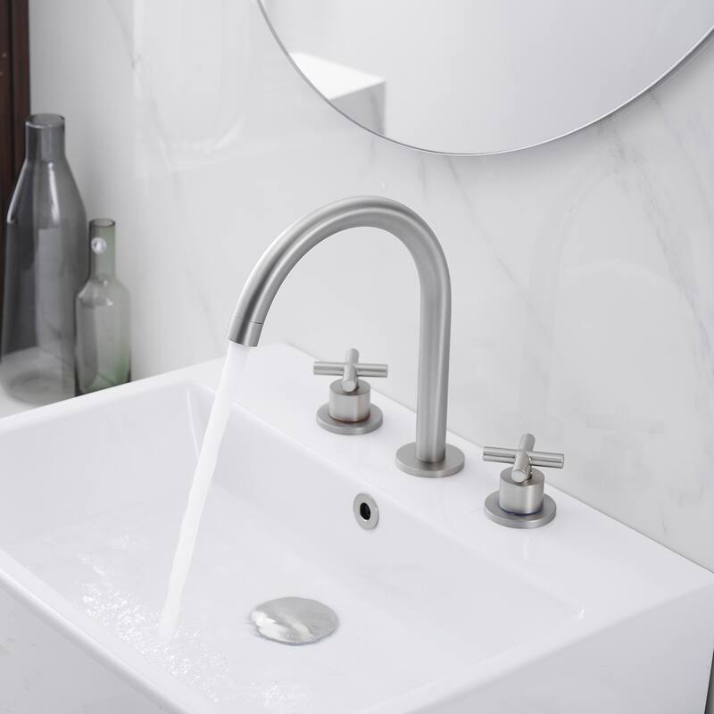 Widespread Bathroom Faucet 3-Hole Double Handle Vanity Tap with Pop-Up Drain