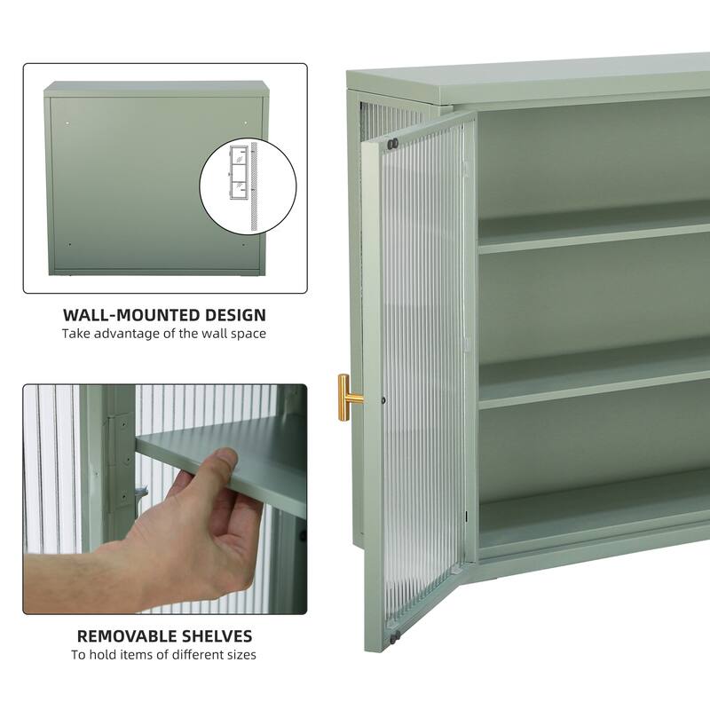 Double Glass Door Wall With Detachable Shelves Bed Bath